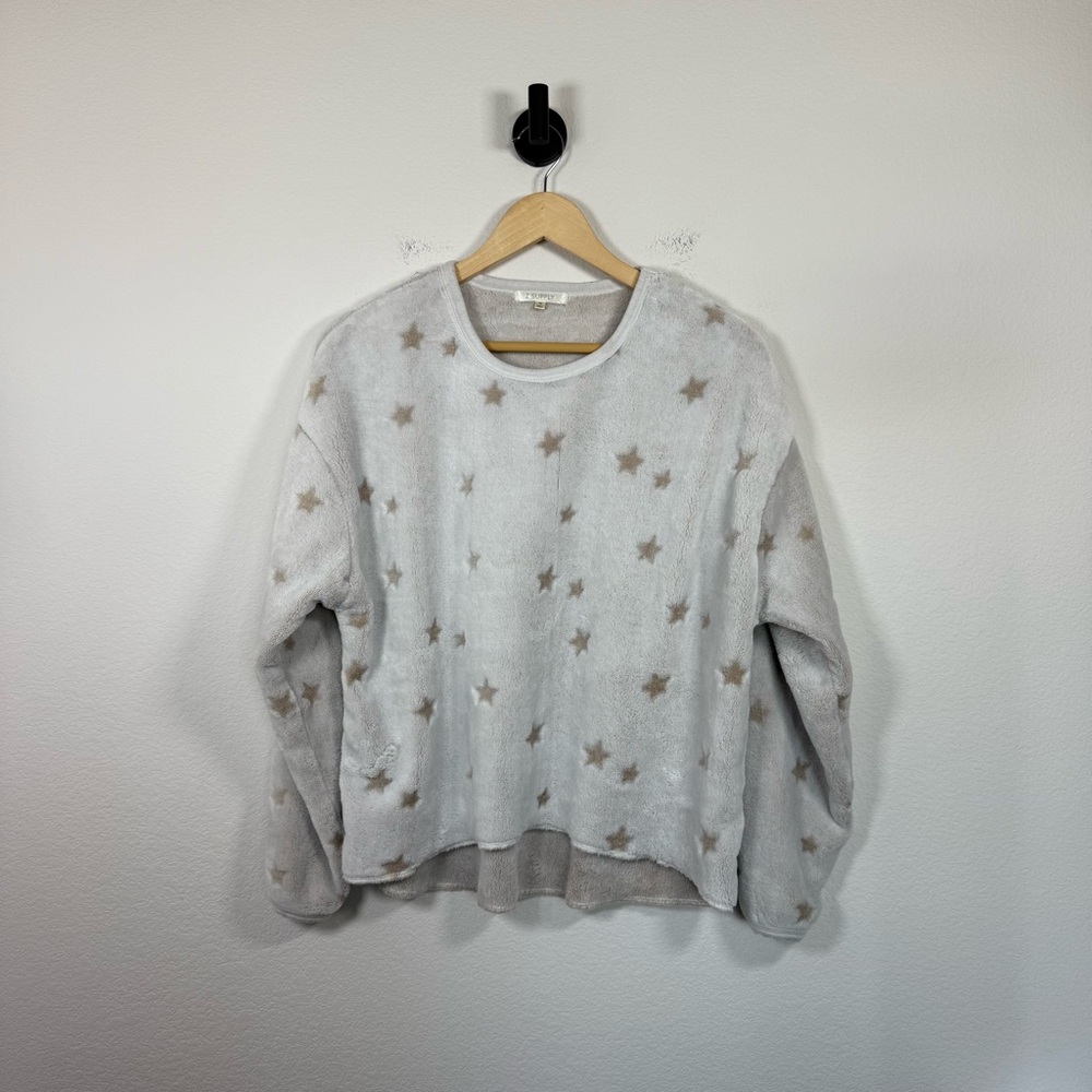 Z Supply Women’s Frosted Plush Star Long Sleeve Top Grey Size M - Picture 6 of 12